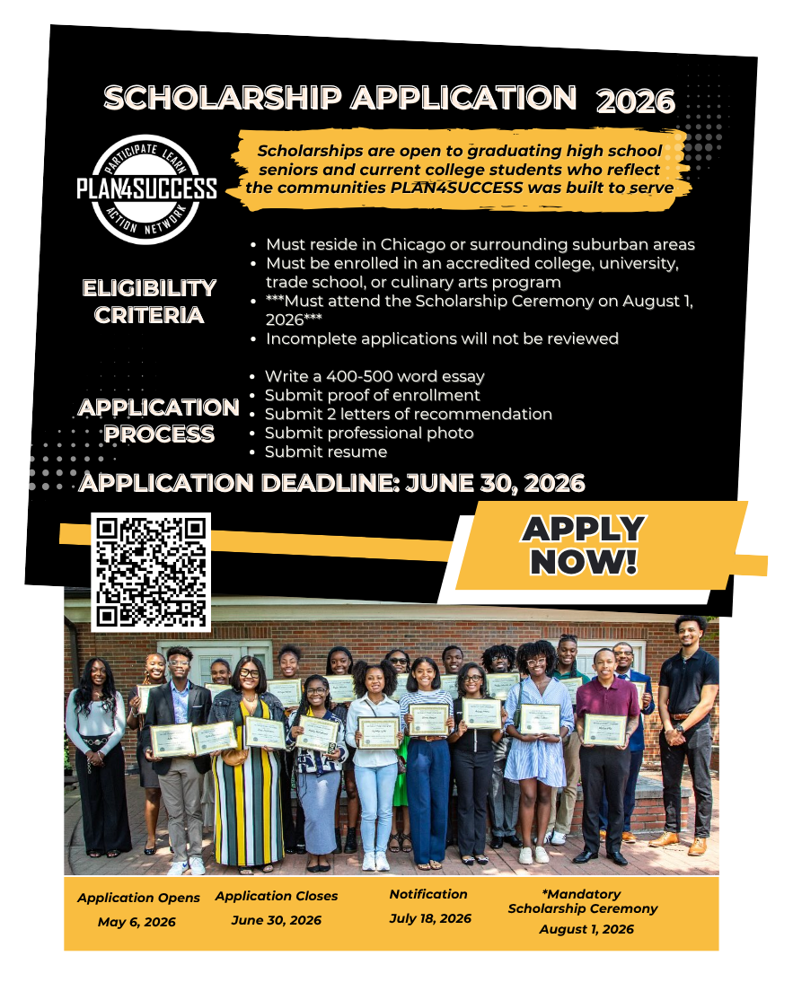 2026 PLAN4SUCCESS scholarship season flyer