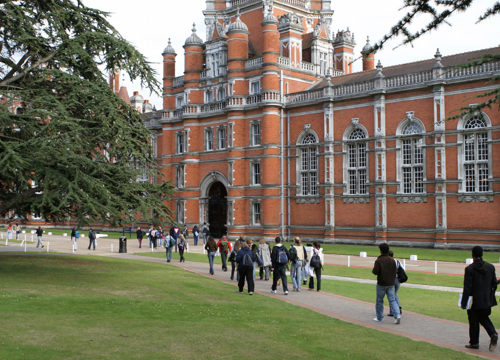 College — students walking across a university campus